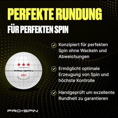 PRO SPIN Набір тенісних м'ячів для настільного тенісу 3 зірки 40+ | Міцні ABS-м'ячі для тренувань та змагань | Elite Series (10 шт.)