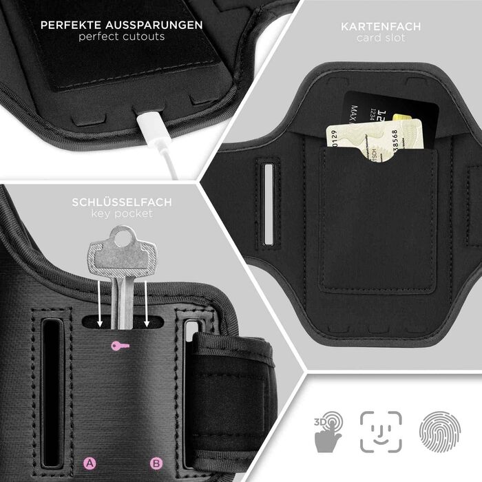 Спортивний чохол-нарукавник ONEFLOW для iPhone 13 Mini, рожево-чорний, для бігу, фітнесу, тренувань, універсальний тримач смартфона