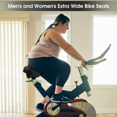 Широке велосипедне сідло для жінок та чоловіків: комфортне, водонепроникне, з пам'яті піною. Підходить для міських, шосейних, гірських велосипедів та велотренажерів (Чорний/Чорний)