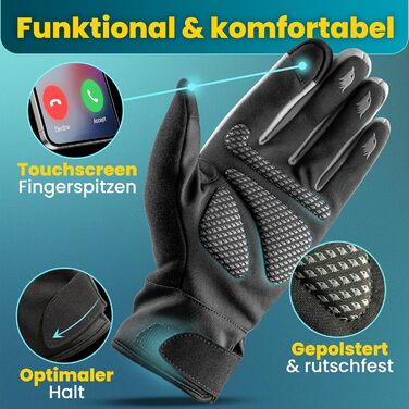 Водонепроникні велосипедні рукавички Valkental® з ізоляцією 3M | З підкладкою та зчепленням | Зимові та перехідні рукавички [Чоловічі та жіночі] з функцією сенсорного екрану - GloRider Повністю світловідбиваючі/Сірий M для перехідного періоду (до 6°C, 2-ш