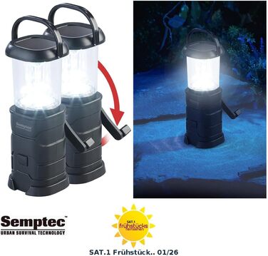 Semptec Ліхтарі для виживання Urban Survival Technology: Набір 2 шт. LED кемпінгові ліхтарі, зарядка від динамо, сонячної батареї та USB (ліхтарі-кришки, ліхтарі на ручку, power bank)