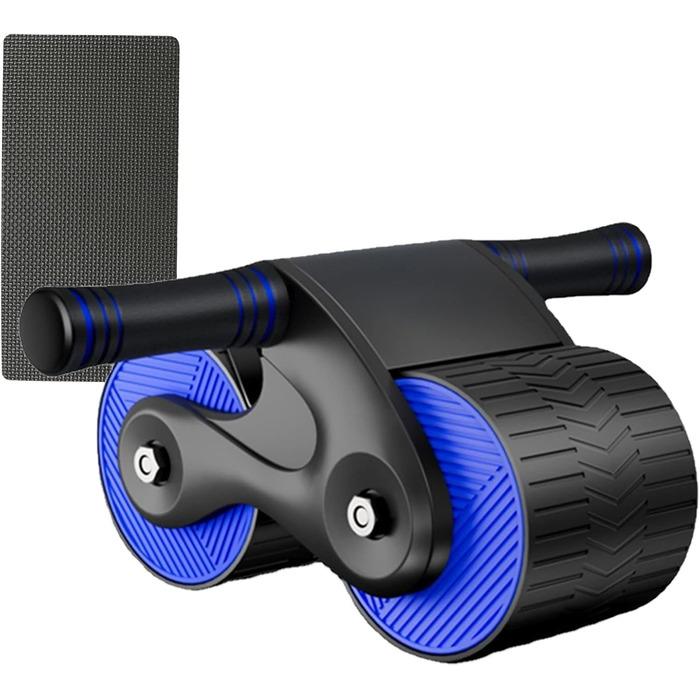 AB Wheel TWSOUL: тренажер для пресу з автоматичним відскоком та килимком, для зміцнення м'язів кора (Блакитний)