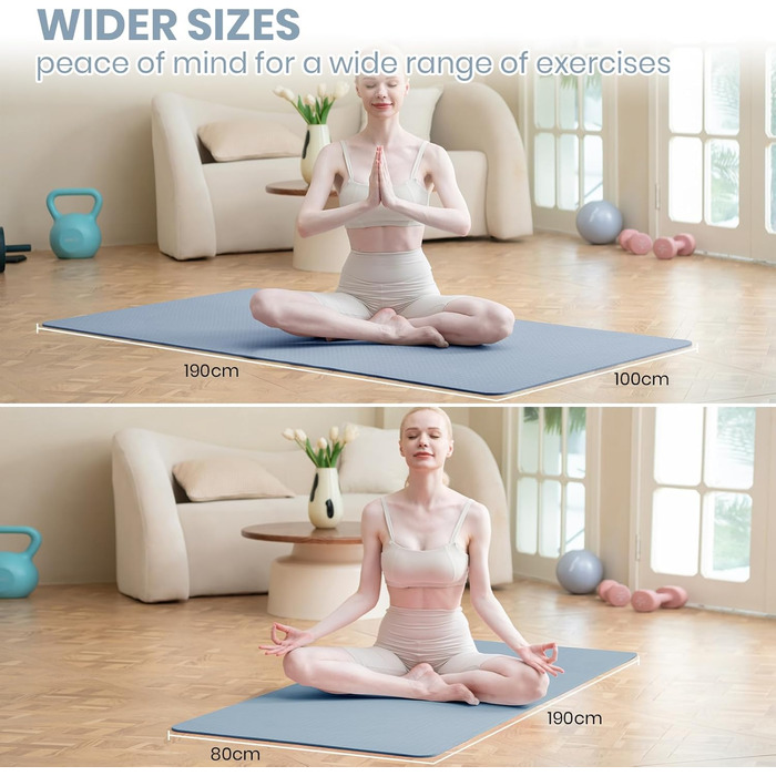 Килимок для йоги Narwhal XXL, TPE, 190x80 см, нековзний, для фітнесу та занять спортом