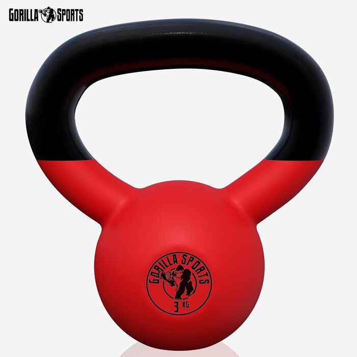 Гіря GORILLA SPORTS® 2-32 кг - Чавунна з неопреновим покриттям для фітнесу та силових тренувань