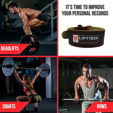 Шкіряний пояс для важкої атлетики Lift Tech Fitness 10,2 см, універсальний для жінок і чоловіків, для присідань, станового тягу, пауерліфтингу та силових тренувань