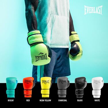 Боксерські рукавички Everlast Powerlock 2 Pro: для спарингу, тренувань з мішком та захисту зап'ястя. Оригінальні рукавички Everlast Gear, 12oz, NEON YELLOW