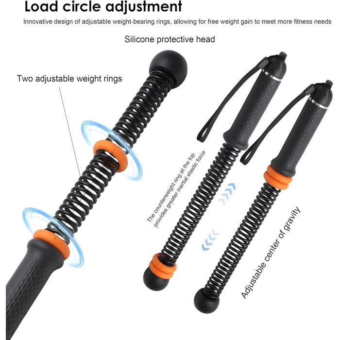 Бійцівське канат Ropeless Adjustable - 2 шт. (Чорний) для дому, фітнесу та спалювання жиру