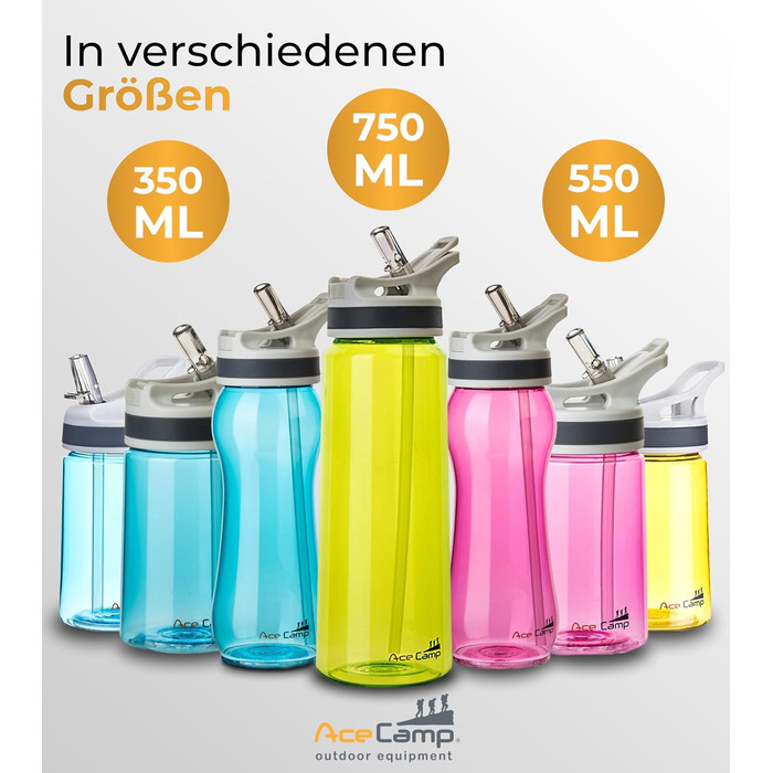 Пляшка для води AceCamp TRITAN 750 мл, спортивна, BPA-free, сіра, з кришкою Springdeckel