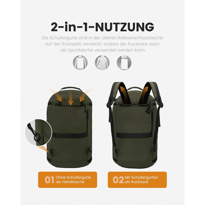 Спортивна сумка LOVEVOOK для чоловіків з відділенням для взуття, 65L, 52x45x28 см, Duffel Bag, для подорожей та спортзалу, темно-зелена