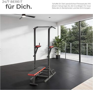 Багатофункціональна силова станція Tectake Home Gym: турнік, бруси, тренажер для біцепса та трицепса з фітнес-лавою