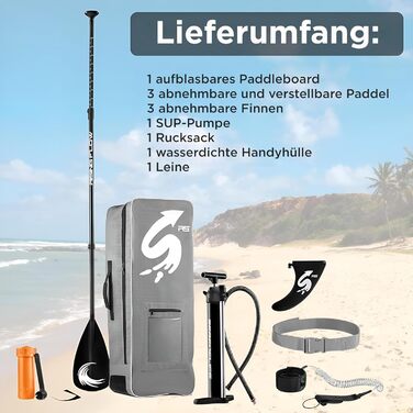 Надувний SUP SereneLife для дорослих та дітей: комплект з веслом, насосом та сумкою. Touring SUP для річки, моря та озера. Максимальне навантаження 155 кг.