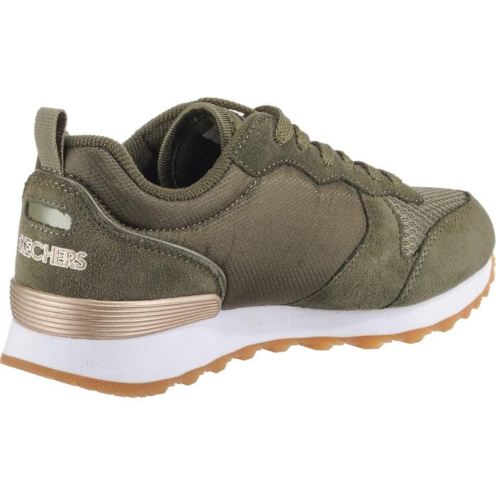 Кросівки жіночі Skechers OG 85 Goldn Gurl оливкові замша/нейлон/сітка з золотистою окантовкою, 38 EU