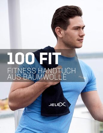 Рушник для фітнесу JELEX 100FIT: бавовна, антиковзаюче покриття, кишеня на блискавці, 90x45 см