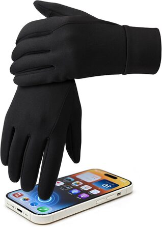 OZERO Зимові рукавички чоловічі чорні – Водовідштовхуючі рукавички з екраном Touchscreen з Softshell та неслизьким покриттям – Для прогулянок, велосипеда, ходьби, активного відпочинку у холодну погоду (XXL, Чорний)