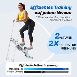 MERACH Степер для дому 2025 - вертикальний тренажер для кардіо та загальної фізичної підготовки, компактний, складний, з регульованою висотою кроку та ручками (2438G2)