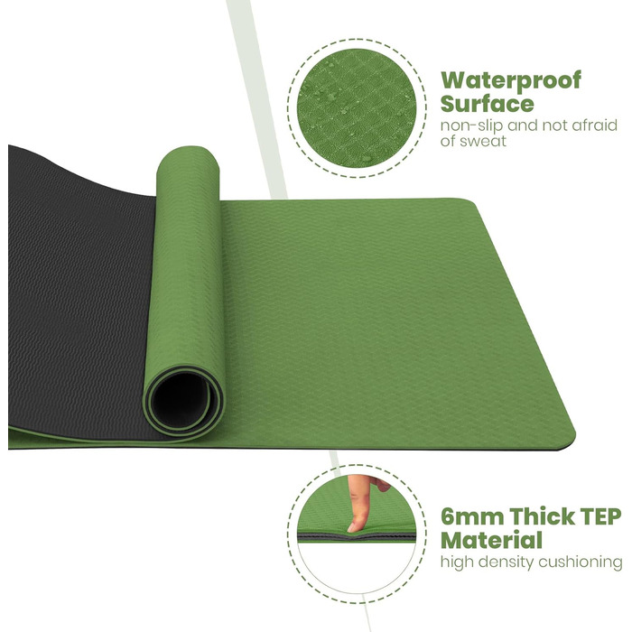 Килимок для йоги Narwhal XXL з TPE, 190x80x0.6 см, нековзний, для фітнесу та занять спортом