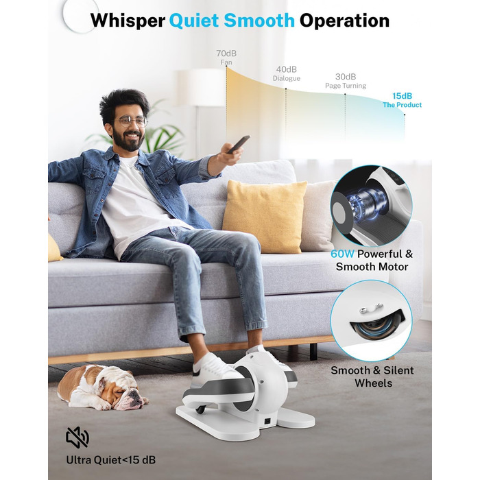 Еліптичний тренажер Gonex під стіл для літніх людей з 10 рівнями опору, тренажер для ніг, як у телепередачі, педальний тренажер для сидіння, 10 швидкостей & 3 автоматичні режими (білий)