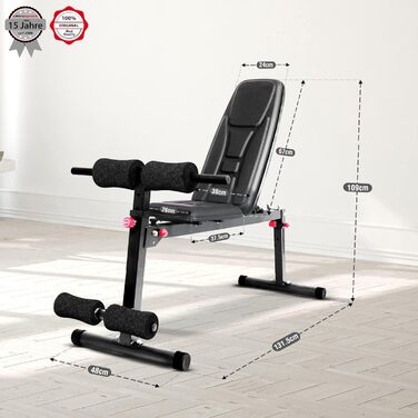 Гантельний лавка Ultrasport, багатофункціональний, складаний, для пресу та віджимань, 18 положень, до 500 кг, з еластичними стрічками