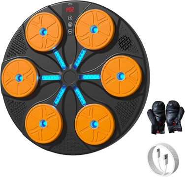 Музична боксерська машина Kamanan зі світлодіодами, Bluetooth, для дітей та дорослих (помаранчевий)