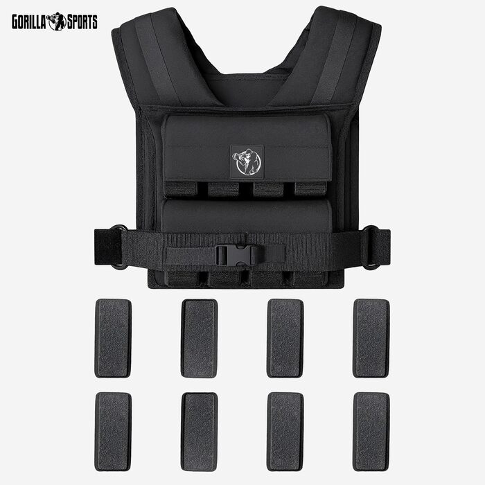 Вагінальна жилетка GORILLA SPORTS® 20 кг, регульована універсальна жилетка з обвагруженнями для бігу та тренувань, нейлон та TPE-піна, для чоловіків та жінок