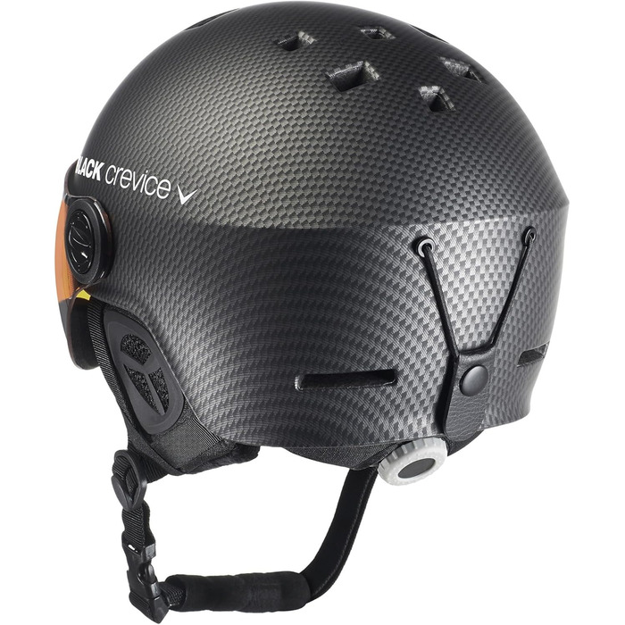 Шолом гірськолижний BLACK CREVICE Gstaad з візором (стиль пілота) | Полікарбонат | Дихаючий | 54-57 см | Чорний/Помаранчевий