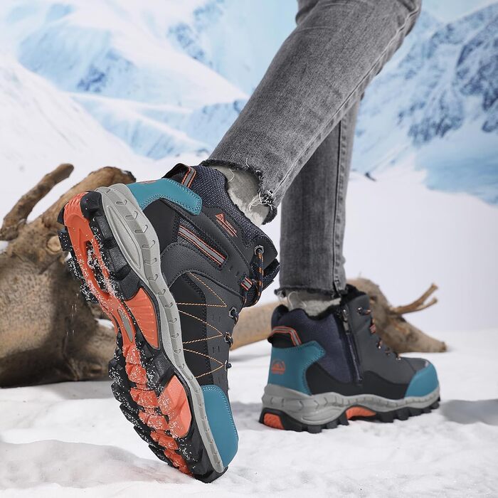 Зимові чоботи ASTERO для хлопчиків 31-38, снігоступи для дітей з шипами, унісекс туристичні чоботи, утеплені, нековзні, блакитні, 36 EU