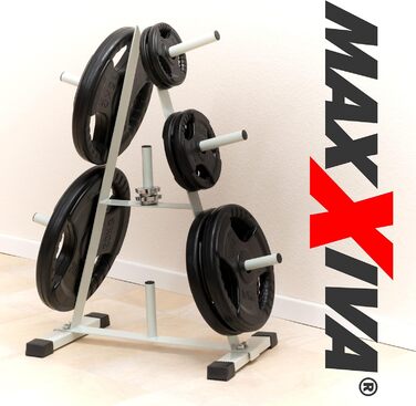 MAXXIVA Набір гантельних дисків 2×20 кг, чавунні з гумовим покриттям, чорні, для фітнесу, бодібілдингу, силових тренувань, реабілітації