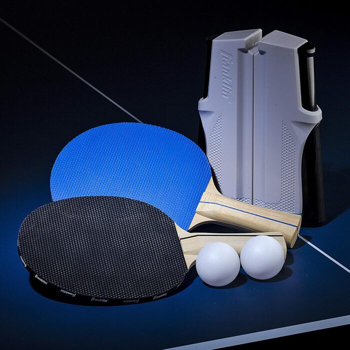 Портативний набір для настільного тенісу Franklin Sports Tischtennis to Go: сітка, 2 ракетки та м'ячі для пінг-понгу, білий