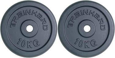 Набір млинців для штанги Train Hard, чавунні, 2×10 кг, отвір 30/31 мм