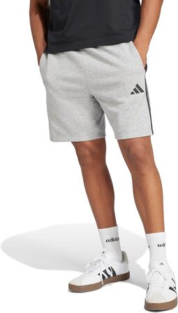 Чоловічі шорти Adidas Essential Three Stripes French Terry, сірі з чорними смугами, розмір XL