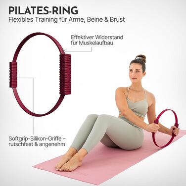 Pilates Ring Neolymp: Фітнес-кільце для пресу, рук, ніг та м'язів тазу з м'якими силіконовими ручками (Berry)