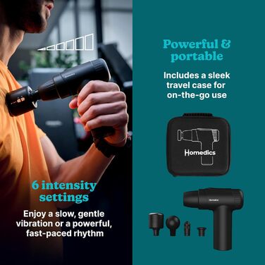 Масажер Homedics NOVO+ з підігрівом та охолодженням – електричний масажер з регулюванням температури, 4 насадки, 6 інтенсивностей, USB-зарядка, кейс