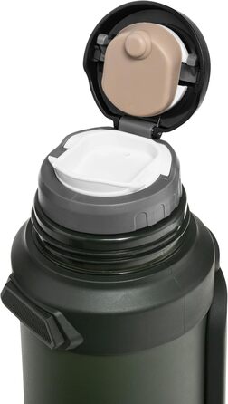 Термос Badger Outdoor Big Boy 1,3 л з нержавіючої сталі, із чайним ситечком, вакуумною ізоляцією, зберігає тепло до 24 годин, з ремінцем для перенесення, оливковий зелений