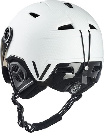 Шолом гірськолижний BLACK CREVICE Vail I з візором, полікарбонат, регульований, чорний/карбон, матовий білий, 58-61 см