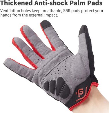 Велосипедні рукавички Vollfinger для чоловіків та жінок з сенсорним екраном, MTB, з гелевою підкладкою, червоні, XL