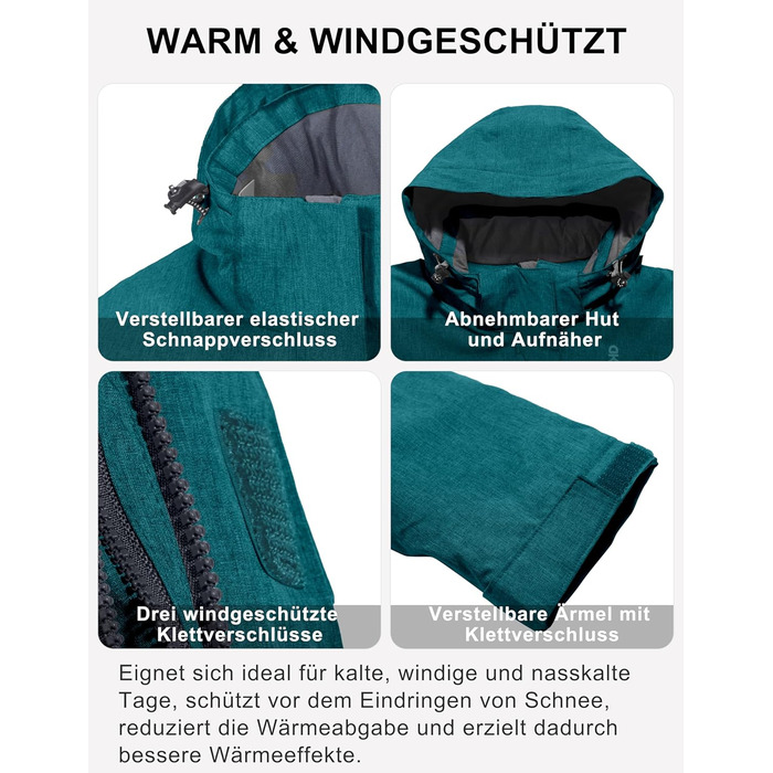 Водонепроникна куртка Little Donkey Andy для жінок. Легка, дихаюча куртка-вітрівка для активного відпочинку, туризму. Колір: бірюзовий меланж.