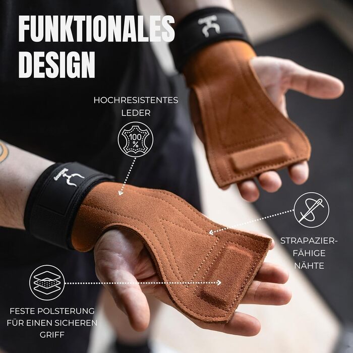 Навантажувальні петлі для тренувань Zughilfen: шкіряні ручки для кроссфіту, підйомники для тяги, захист зап'ястя, бодібілдинг