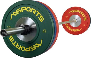 Гантельні диски MSPORTS Olympia 2 шт, 20 кг, 51 мм, студійна якість, литий чавун, гума, сині