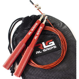 Стрибкове канат RL Grips® з алюмінієвою ручкою та антиковзким покриттям. Канат 2 мм для кардіотренувань та фітнесу (червоний)