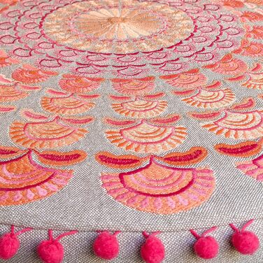 Пуф Mandala Life ART круглий рожевий 60x20 см, чохол з бавовни, бохо стиль, великий, для дому та домашніх тварин