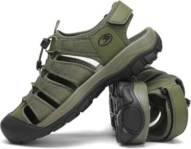 Чоловічі сандалі FLARUT літні трекінгові спортивні закритим носком, зелені 43 EU