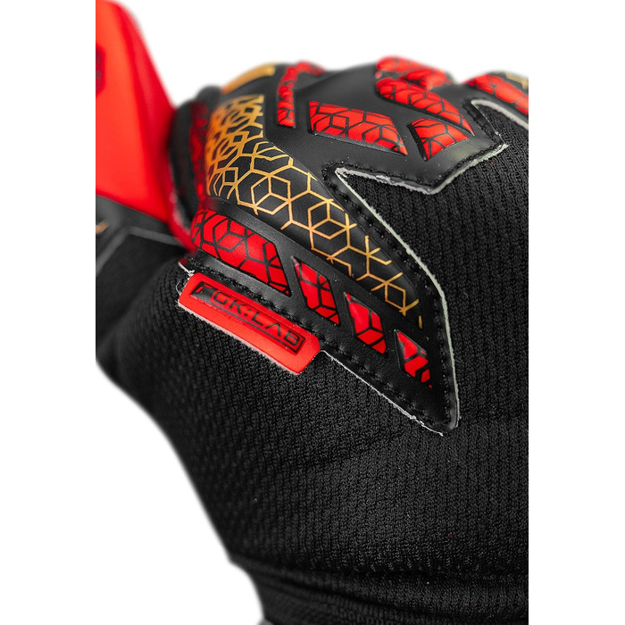 Воротарські рукавички Reusch Attrakt Silver: дихаючі, для чоловіків та жінок, підходять для будь-яких погодних умов та типів покриття поля (чорно-золото-червоні, 8.5)