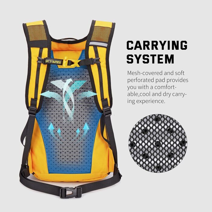 Рюкзак SKYSPER легкий туристичний з вентиляцією спини, 3D Air Mesh поліестер, для походів, кемпінгу, outdoor