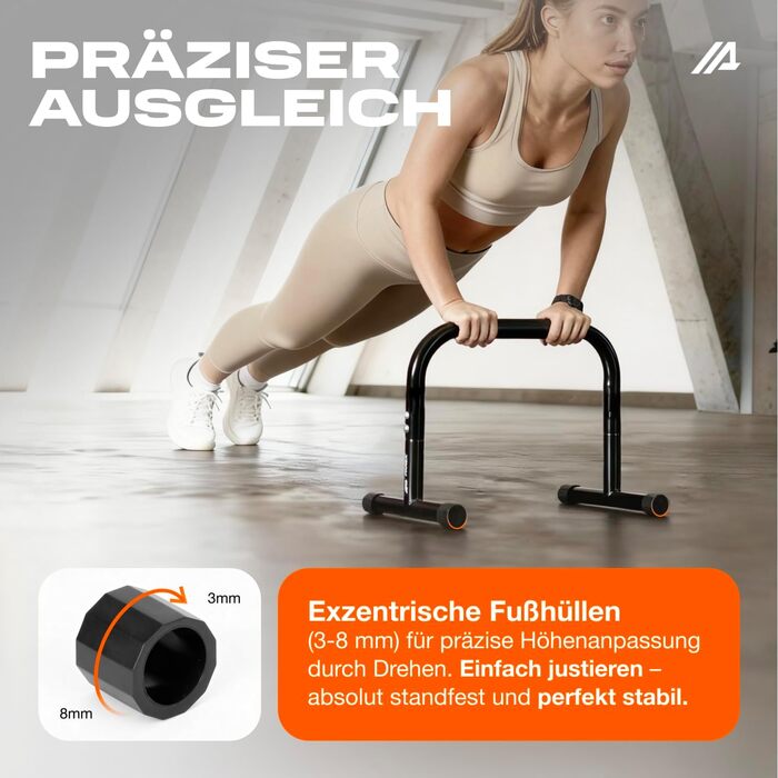 Паралелетки Parex сталеві, для зняття навантаження на суглоби та з неслизьким покриттям, обладнання для калістеніки для використання в приміщенні та на вулиці, бруси для віджимань, ідеально підходять для стійки на руках та віджимань, чорний, розмір Large