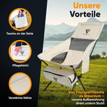 Крісло туристичне SCHNEIDERFREUDE EasyFold Pro – преміум якість, складне, зручне, стабільне, з вентиляцією спинки – для кемпінгу, саду, риболовлі та відпочинку на природі