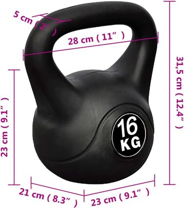 Гиря Kettlebell vidaXL 16 кг для тренувань у спортзалі