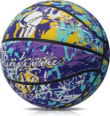 Баскетбольний м'яч Fantecia, розмір 5, з насосом. Ідеальний для вуличних тренувань, початківців, підлітків та дорослих. Матеріал: гума, дизайн: графіті