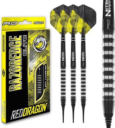 Преміум набір дартсів Red Dragon Razor Edge Elite з вольфраму з оперенням та стрижнями
