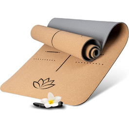 Йога мат Wellax Kork: натуральний, антиковзний килимок для йоги [185x66x0,6 см] з сумкою