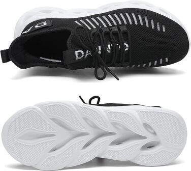 Кросівки для бігу DANNTO - чоловічі та жіночі, спортивні, зручні, дихаючі, з неслизькою підошвою, для занять у залі, фітнесу, вуличної біговій активності, чорно-білі, 46 EU